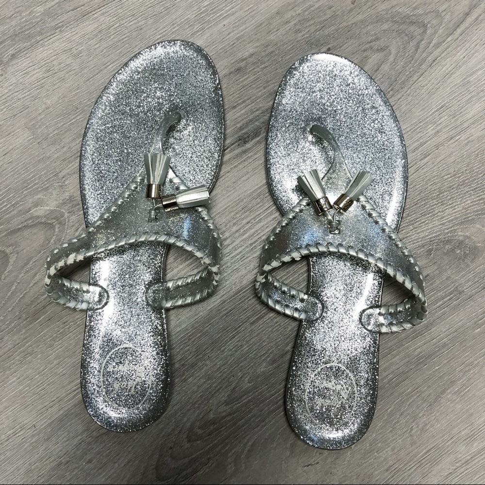 Jack Rogers Size 9 Jelly Sandals Silver Glitter Flip Flops Women’s Size 9 Shoes